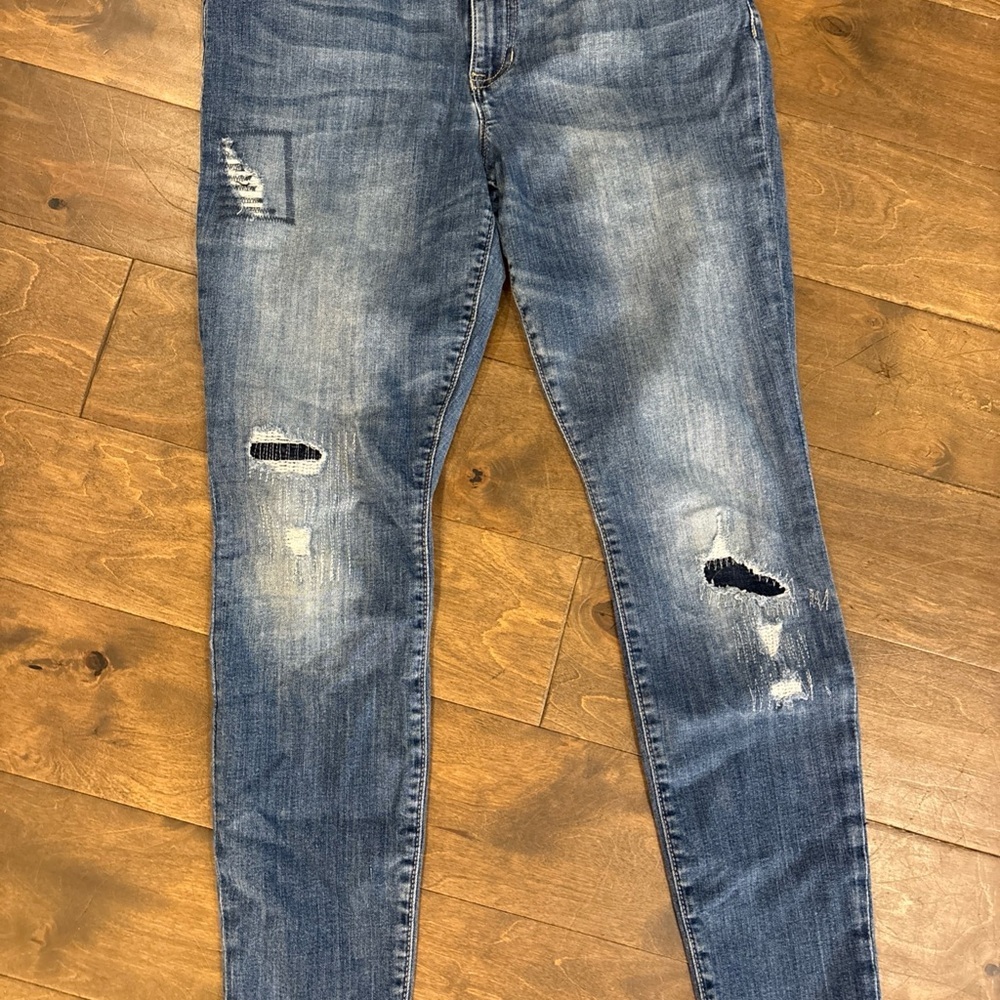 GAP Blue Skinny Jeans with Distressed Details